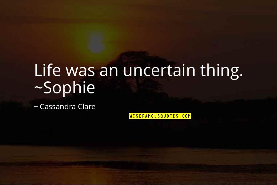 Realising What You've Got Quotes By Cassandra Clare: Life was an uncertain thing. ~Sophie