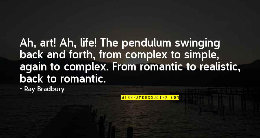 Realistic Art Quotes By Ray Bradbury: Ah, art! Ah, life! The pendulum swinging back