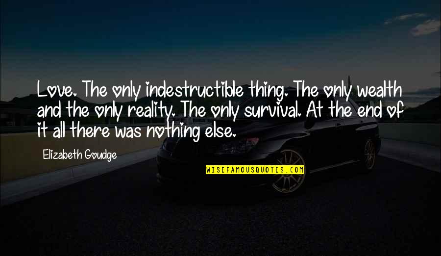 Reality And Love Quotes By Elizabeth Goudge: Love. The only indestructible thing. The only wealth