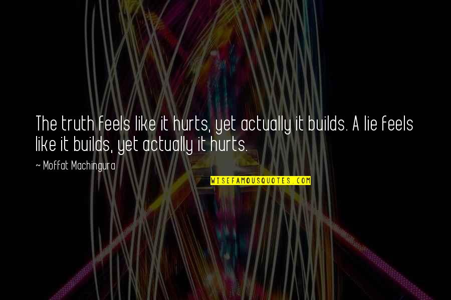 Reality Hurt Quotes By Moffat Machingura: The truth feels like it hurts, yet actually Reality Hurt Quotes By Moffat Machingura: The truth feels like it hurts, yet actually