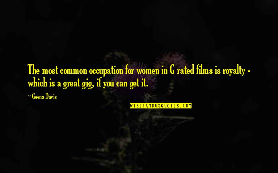 Reality In Quotes By Geena Davis: The most common occupation for women in G Reality In Quotes By Geena Davis: The most common occupation for women in G