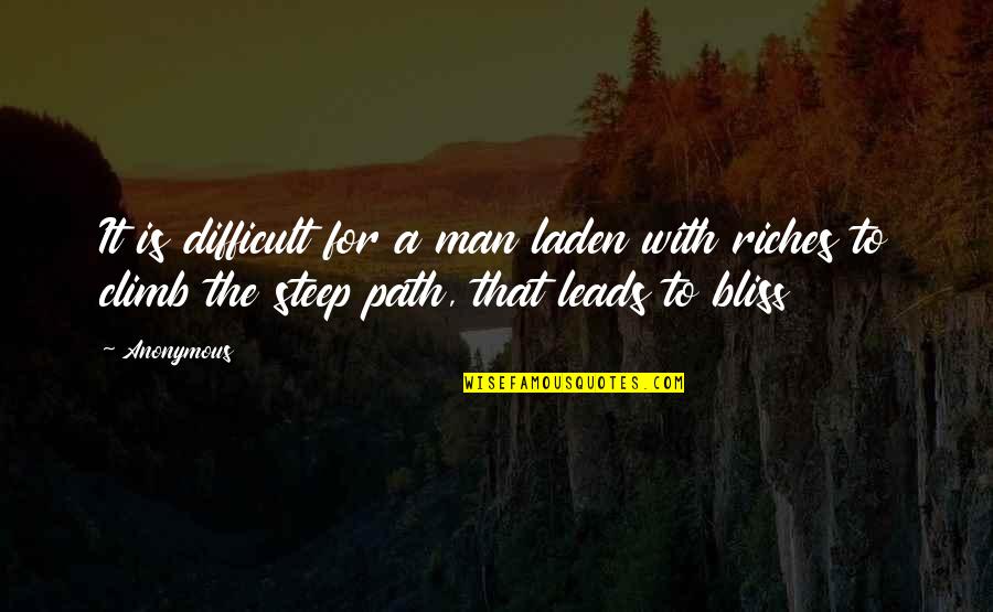 Reality Inspirational Quotes By Anonymous: It is difficult for a man laden with