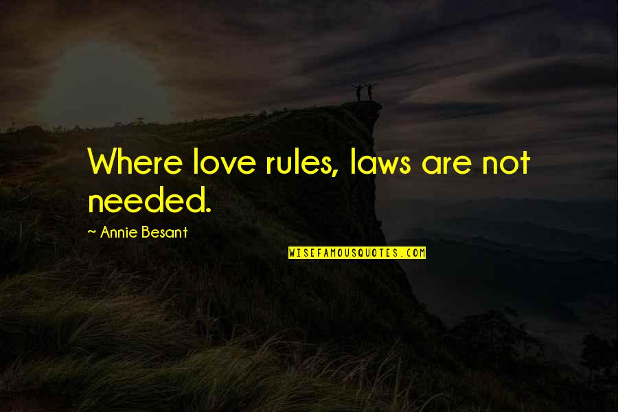 Reality Of The Situation Quotes By Annie Besant: Where love rules, laws are not needed.