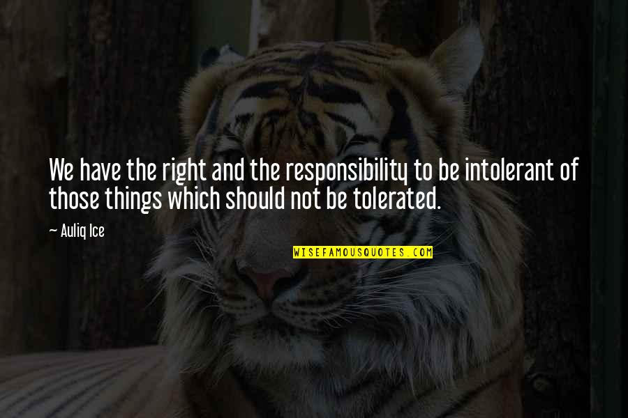 Reality Quotes And Quotes By Auliq Ice: We have the right and the responsibility to