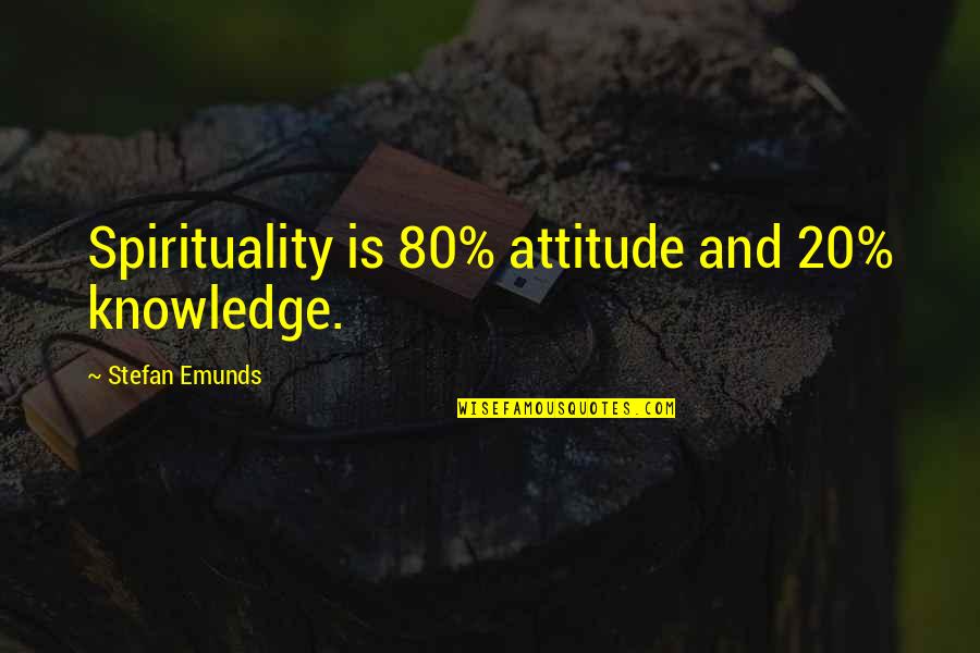 Realization Of Self Quotes By Stefan Emunds: Spirituality is 80% attitude and 20% knowledge.