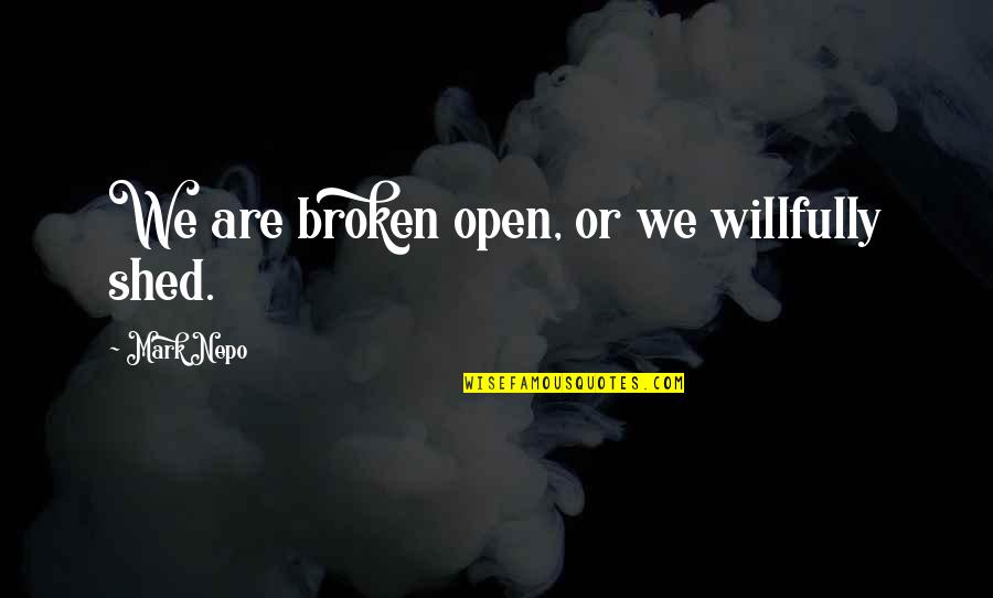 Realizing What's In Front Of You Quotes By Mark Nepo: We are broken open, or we willfully shed.