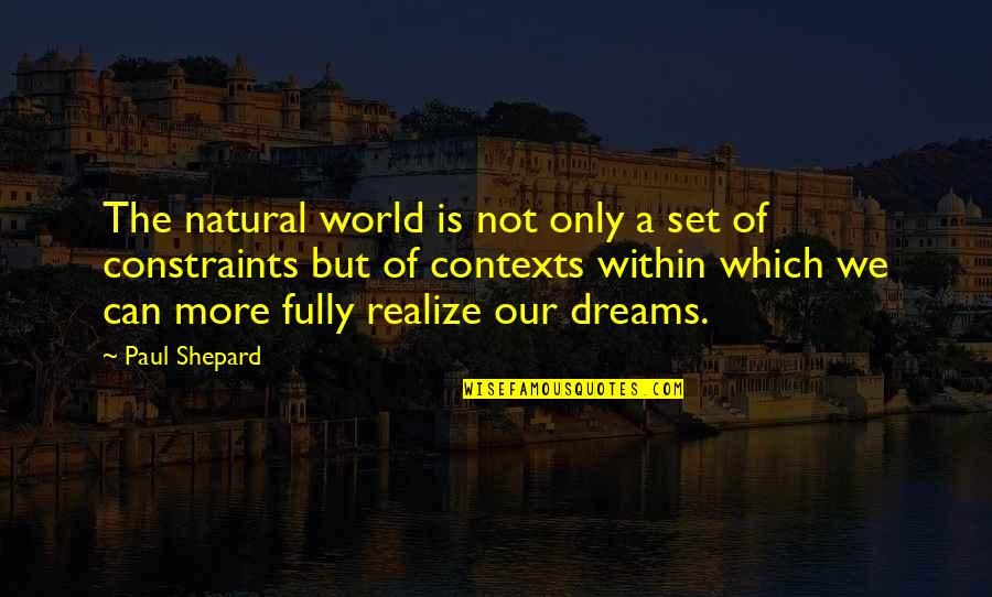 Realizing Your Dreams Quotes By Paul Shepard: The natural world is not only a set