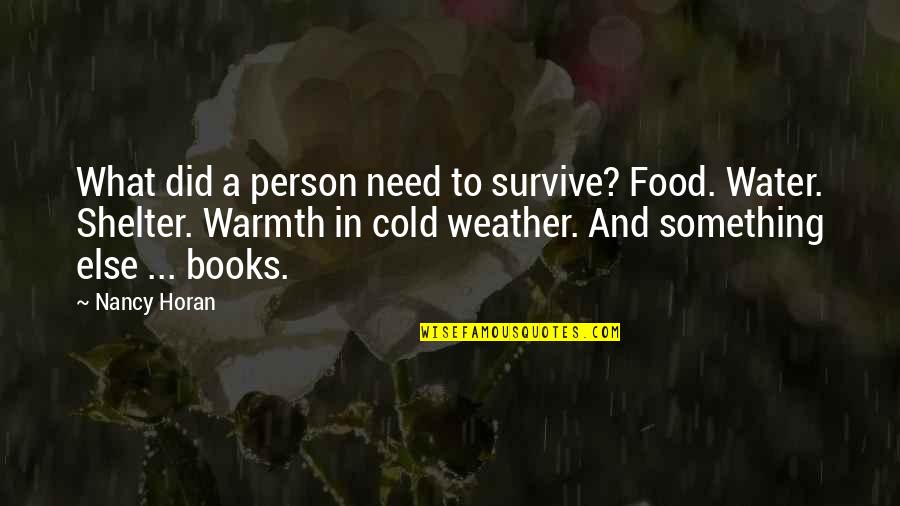 Really Cold Weather Quotes By Nancy Horan: What did a person need to survive? Food. Really Cold Weather Quotes By Nancy Horan: What did a person need to survive? Food.