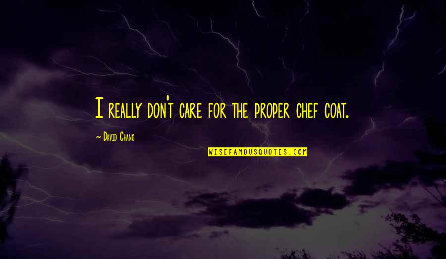 Really Don't Care Quotes By David Chang: I really don't care for the proper chef