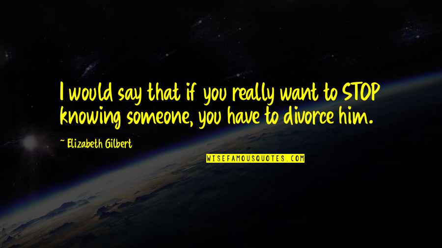 Really Knowing Someone Quotes By Elizabeth Gilbert: I would say that if you really want