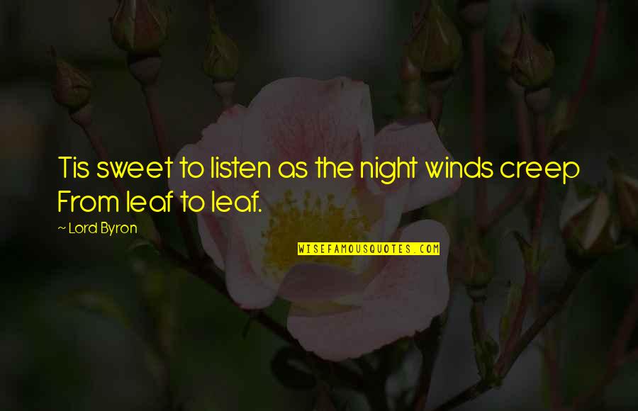 Really Sweet Night Quotes By Lord Byron: Tis sweet to listen as the night winds
