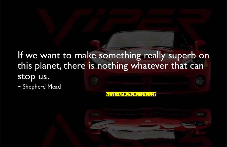 Really Want Something Quotes By Shepherd Mead: If we want to make something really superb