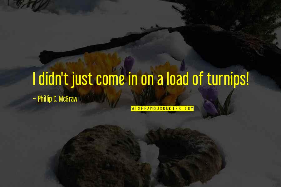 Really Weird And Funny Quotes By Phillip C. McGraw: I didn't just come in on a load