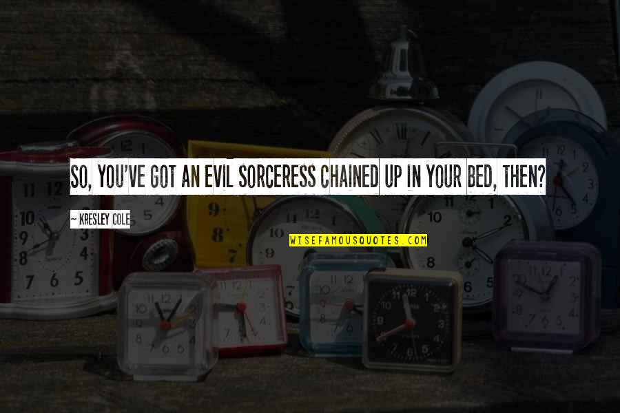 Realtivity Quotes By Kresley Cole: So, you've got an evil sorceress chained up