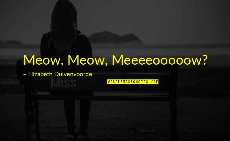 Reappearing Lake Quotes By Elizabeth Duivenvoorde: Meow, Meow, Meeeeooooow?
