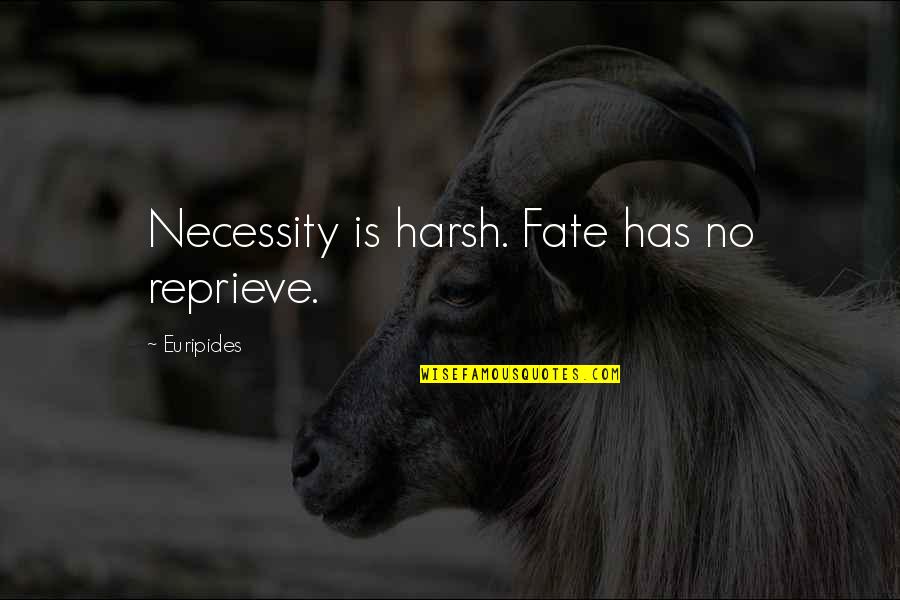 Rearrange Synonym Quotes By Euripides: Necessity is harsh. Fate has no reprieve.