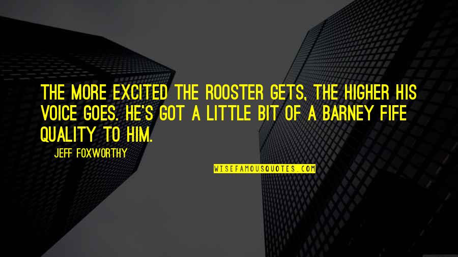 Rearrangements Of The Spring Quotes By Jeff Foxworthy: The more excited the rooster gets, the higher