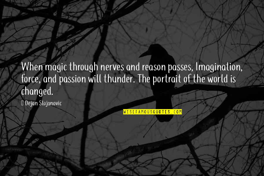Reason And Passion Quotes By Dejan Stojanovic: When magic through nerves and reason passes, Imagination,