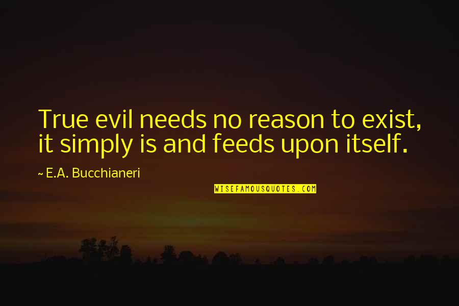 Reason And Truth Quotes By E.A. Bucchianeri: True evil needs no reason to exist, it Reason And Truth Quotes By E.A. Bucchianeri: True evil needs no reason to exist, it