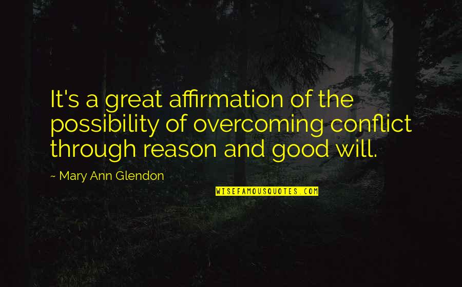 Reason And Will Quotes By Mary Ann Glendon: It's a great affirmation of the possibility of