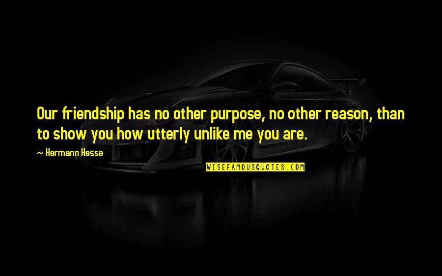 Reason For Friendship Quotes By Hermann Hesse: Our friendship has no other purpose, no other