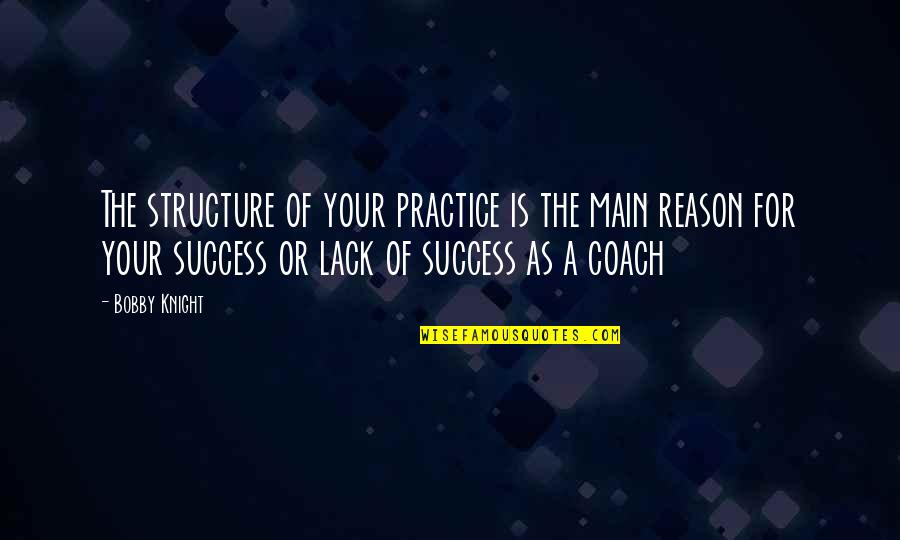 Reason For Success Quotes By Bobby Knight: The structure of your practice is the main Reason For Success Quotes By Bobby Knight: The structure of your practice is the main