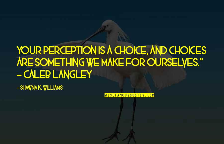 Reason Or Excuse Quotes By Shawna K. Williams: Your perception is a choice, and choices are Reason Or Excuse Quotes By Shawna K. Williams: Your perception is a choice, and choices are