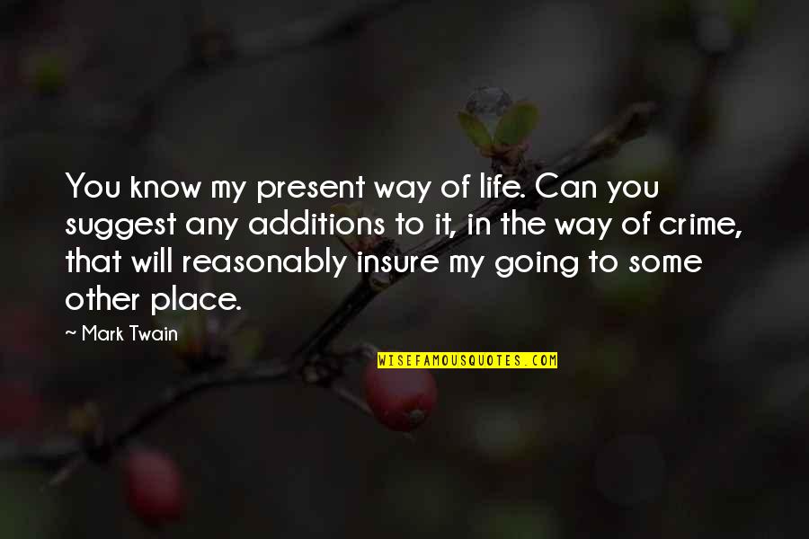 Reasonably Quotes By Mark Twain: You know my present way of life. Can