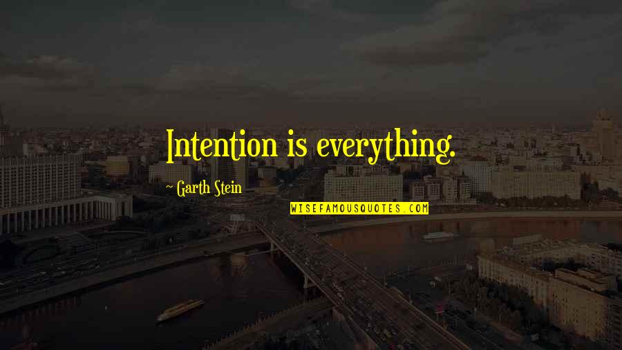 Reasons Behind Quotes By Garth Stein: Intention is everything.
