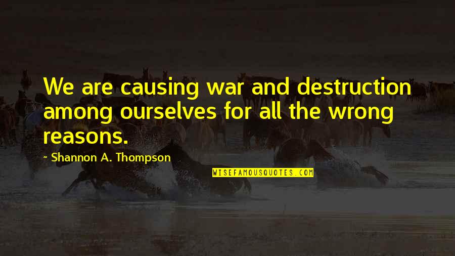 Reasons For War Quotes By Shannon A. Thompson: We are causing war and destruction among ourselves