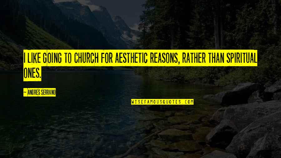 Reasons I Like You Quotes By Andres Serrano: I like going to Church for aesthetic reasons,