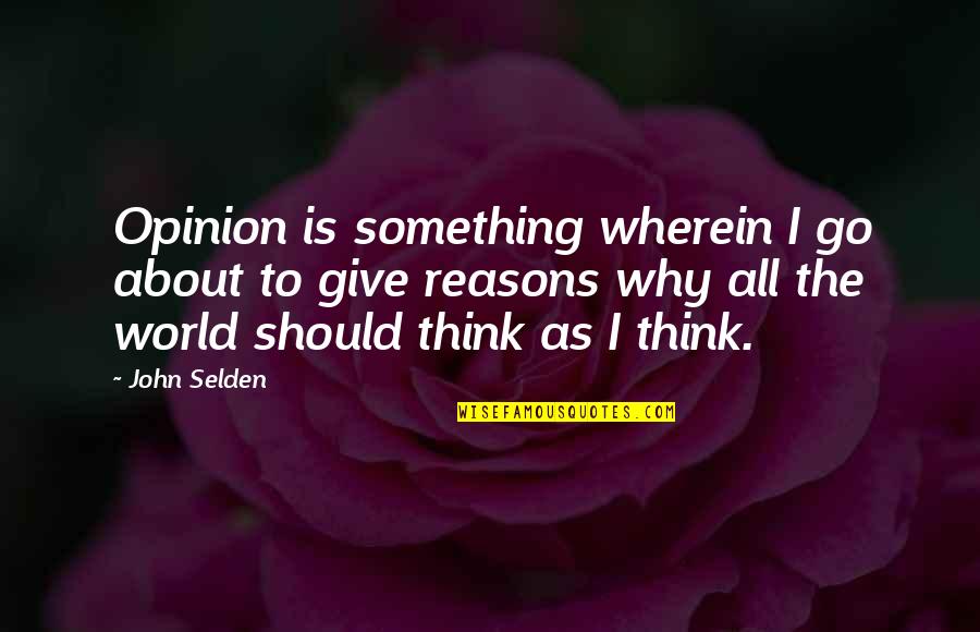 Reasons Why Quotes By John Selden: Opinion is something wherein I go about to Reasons Why Quotes By John Selden: Opinion is something wherein I go about to