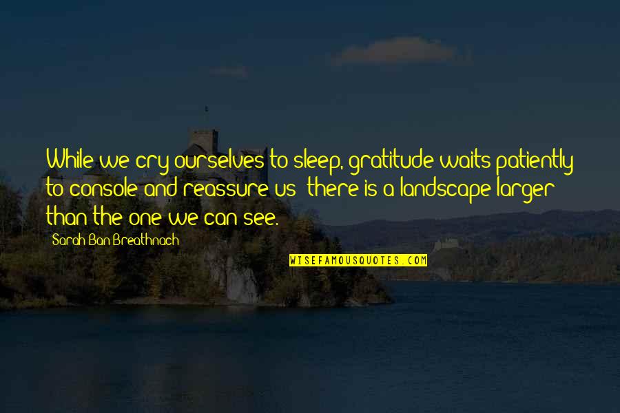 Reassure You Quotes By Sarah Ban Breathnach: While we cry ourselves to sleep, gratitude waits Reassure You Quotes By Sarah Ban Breathnach: While we cry ourselves to sleep, gratitude waits