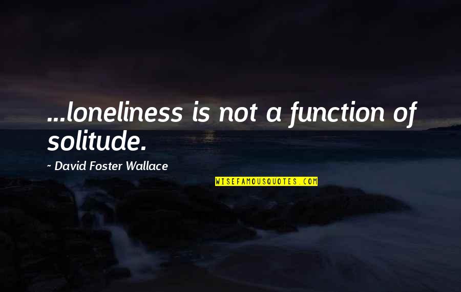 Reback Family Quotes By David Foster Wallace: ...loneliness is not a function of solitude.