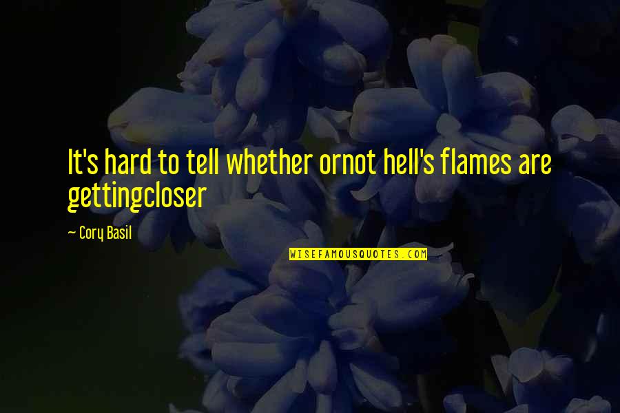Rebanes Quotes By Cory Basil: It's hard to tell whether ornot hell's flames