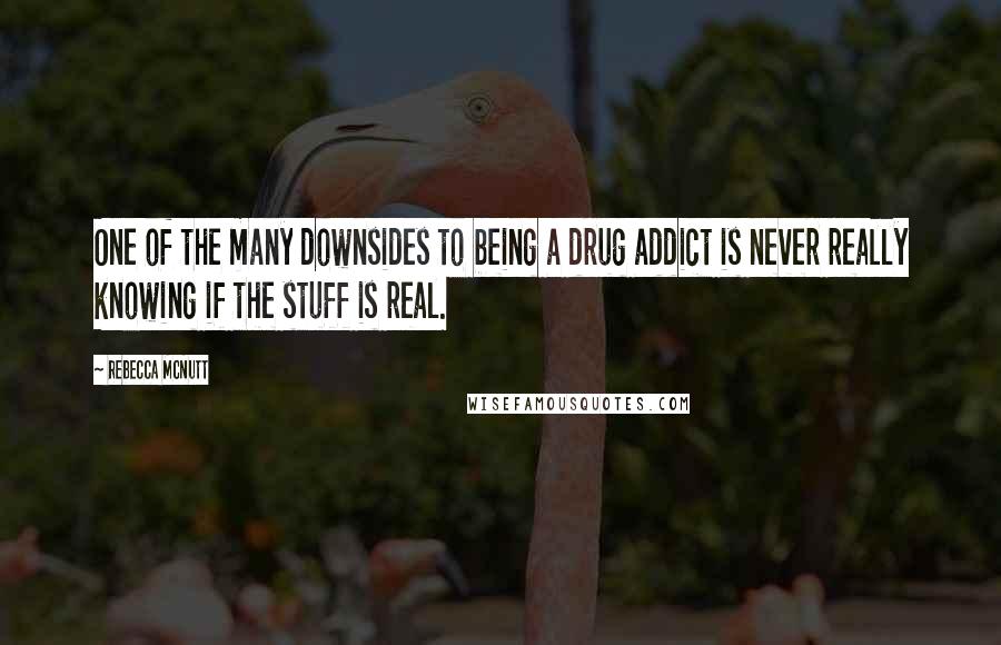 Rebecca McNutt quotes: One of the many downsides to being a drug addict is never really knowing if the stuff is real.