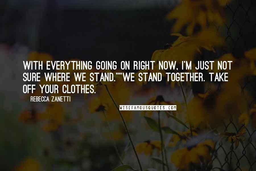 Rebecca Zanetti quotes: With everything going on right now, I'm just not sure where we stand.""We stand together. Take off your clothes.