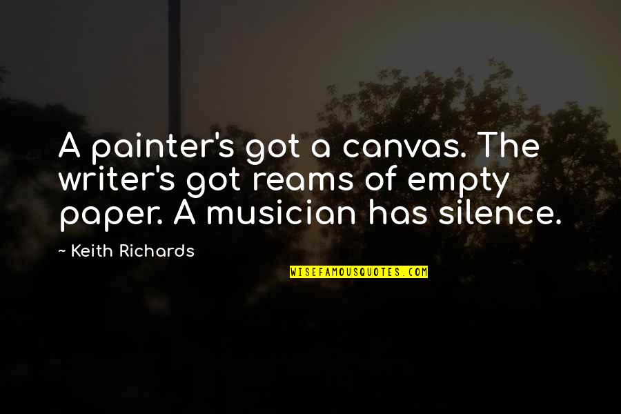 Rebel Child Quotes By Keith Richards: A painter's got a canvas. The writer's got