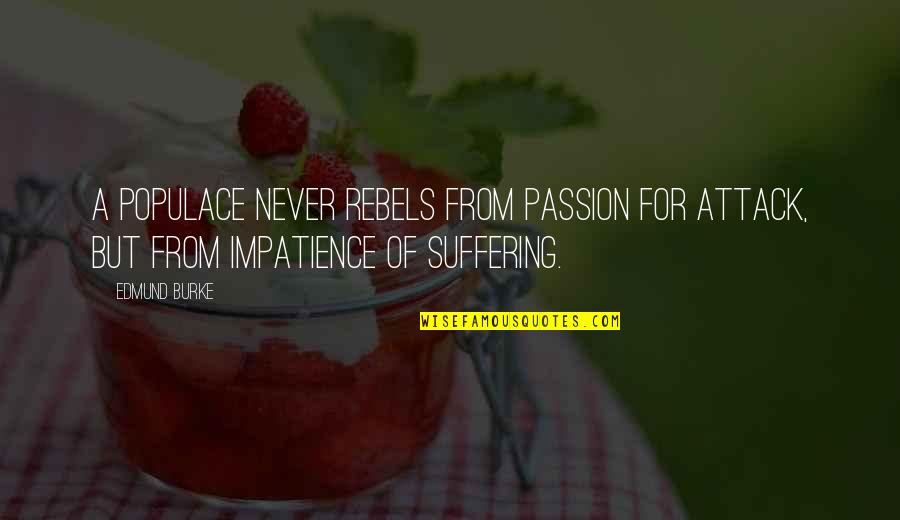 Rebel Quotes By Edmund Burke: A populace never rebels from passion for attack,