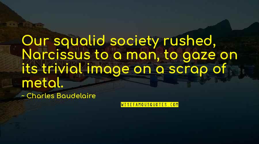 Rebels Bendu Quotes By Charles Baudelaire: Our squalid society rushed, Narcissus to a man,