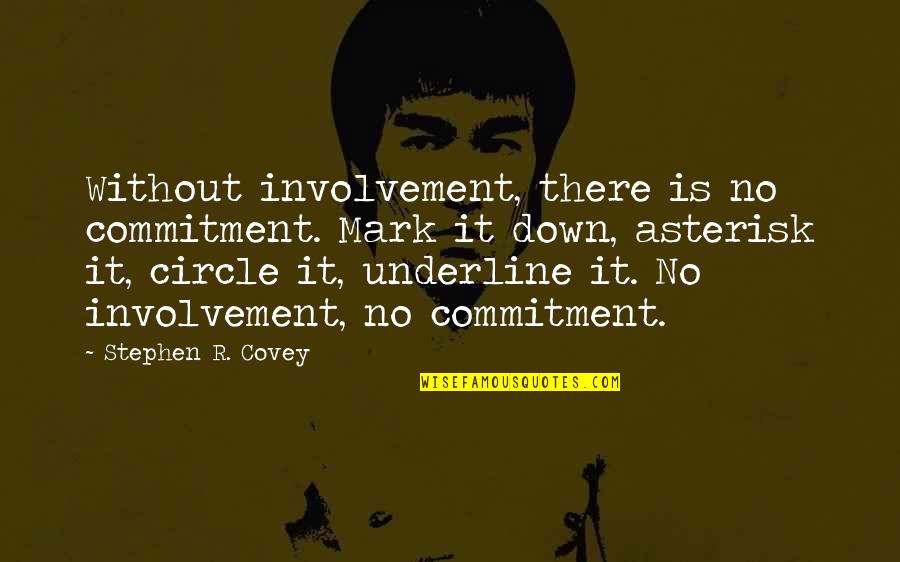Rebmann And Associates Quotes By Stephen R. Covey: Without involvement, there is no commitment. Mark it