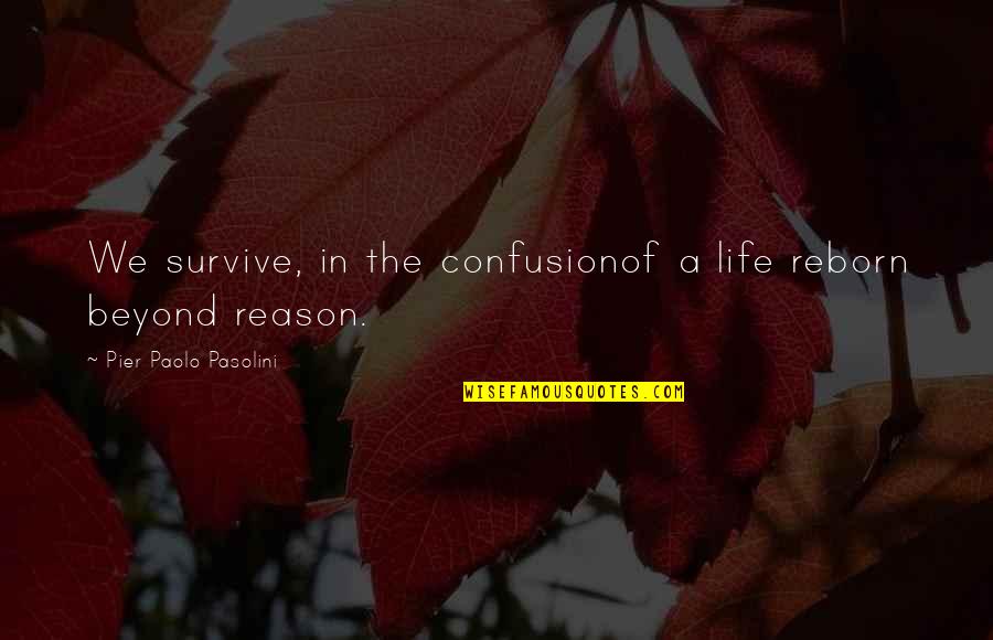 Reborn's Quotes By Pier Paolo Pasolini: We survive, in the confusionof a life reborn