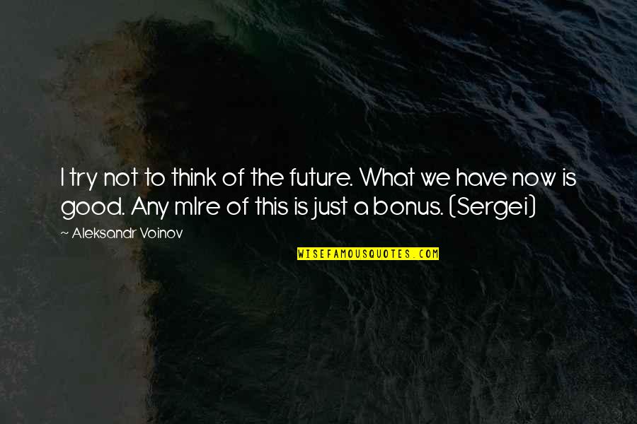 Rebroff Stenka Quotes By Aleksandr Voinov: I try not to think of the future. Rebroff Stenka Quotes By Aleksandr Voinov: I try not to think of the future.