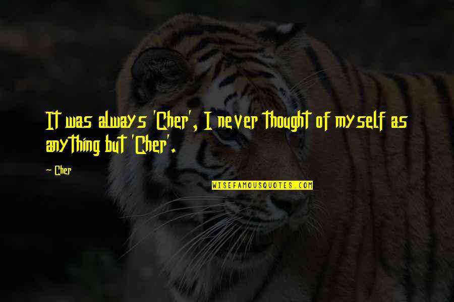 Rebuilding Your Life Quotes By Cher: It was always 'Cher', I never thought of