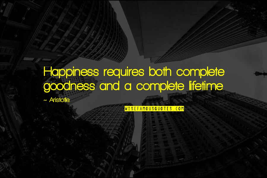 Rebukes Quotes By Aristotle.: Happiness requires both complete goodness and a complete