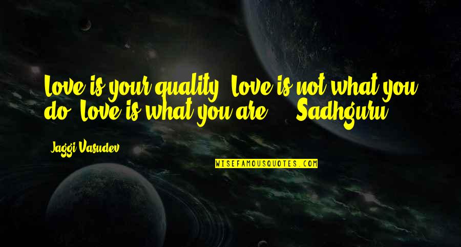 Rec Therapy Quotes By Jaggi Vasudev: Love is your quality. Love is not what