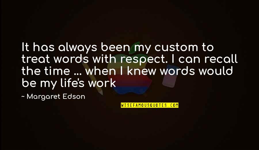 Recall'd Quotes By Margaret Edson: It has always been my custom to treat