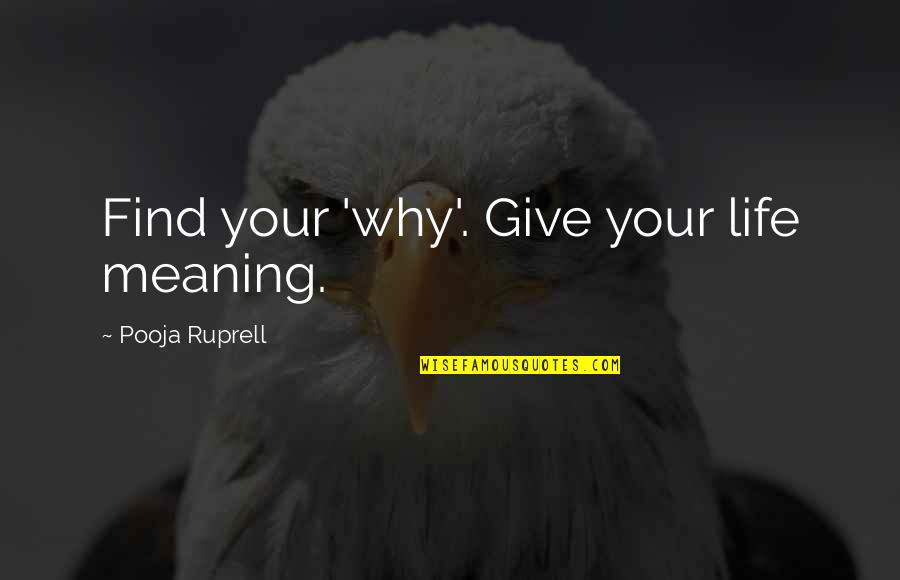 Recarving Quotes By Pooja Ruprell: Find your 'why'. Give your life meaning.