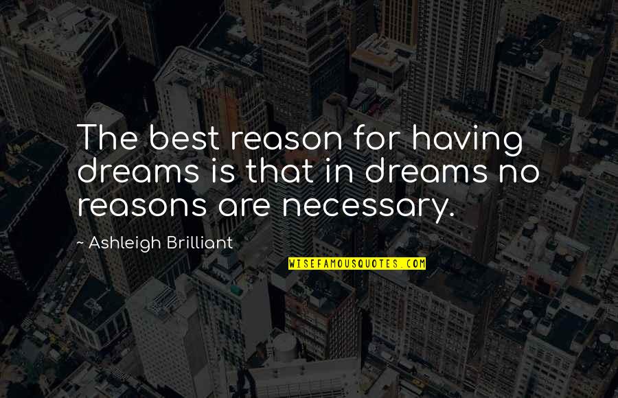 Recebe Soru Quotes By Ashleigh Brilliant: The best reason for having dreams is that