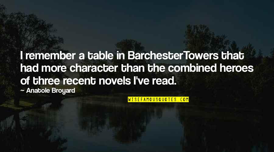 Recent Quotes By Anatole Broyard: I remember a table in BarchesterTowers that had